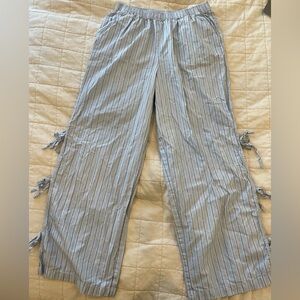 High rise relaxed boxer style cotton pants with side ties